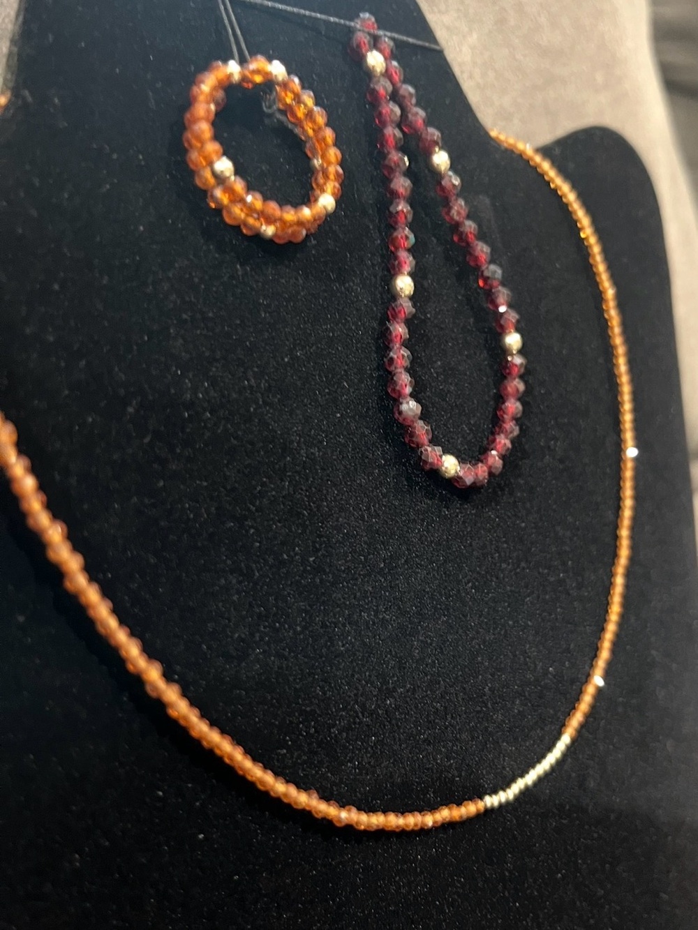 Gemstone Jewelry Set Necklace, Bracelet & ring with 14K Gold Bead Accent❤️